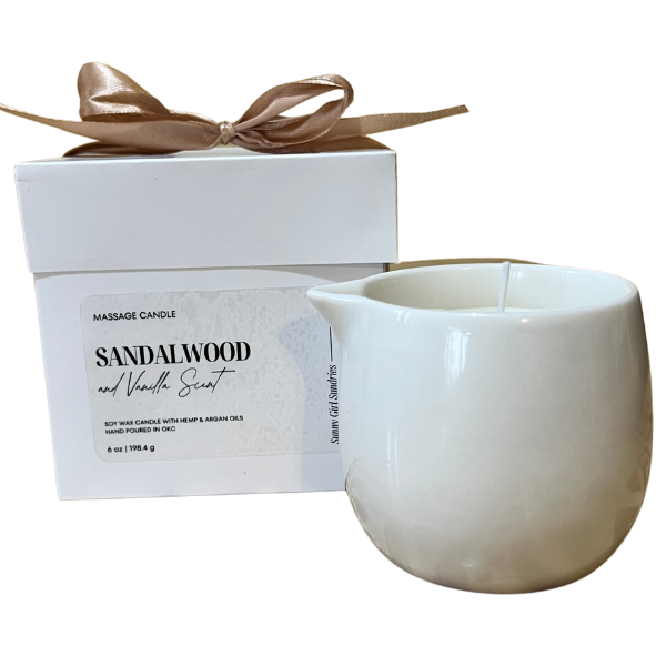 Soy Wax Massage Candle w/ Gift Box- Vanilla & Sandalwood Scent