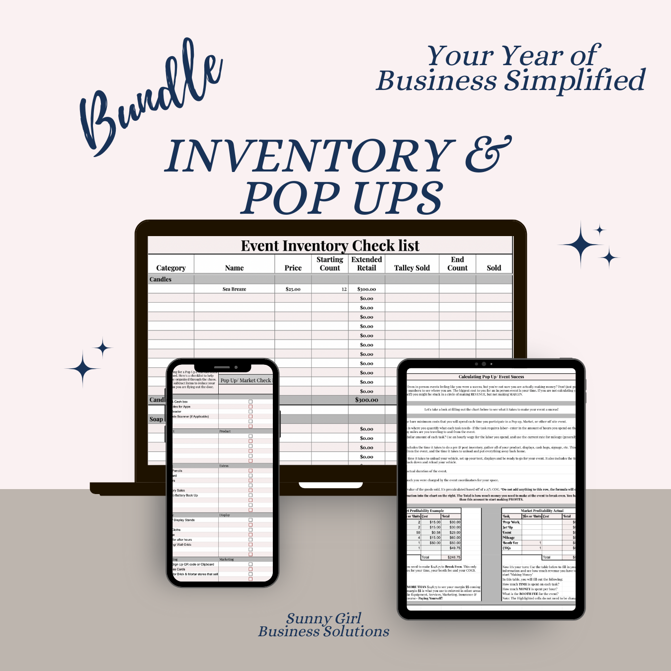 Inventory & Event Tracker Bundle with Workbook - BusinessBoosters
