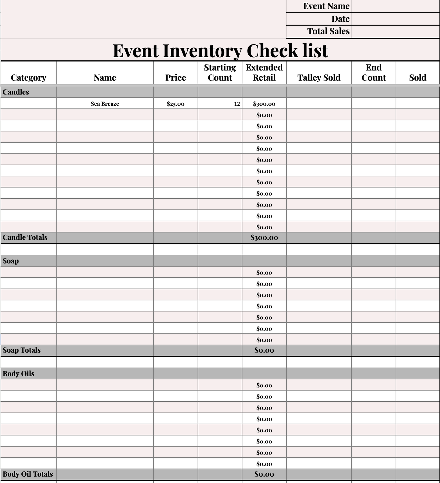 Blink Book Digital Organizer: Inventory Checklist