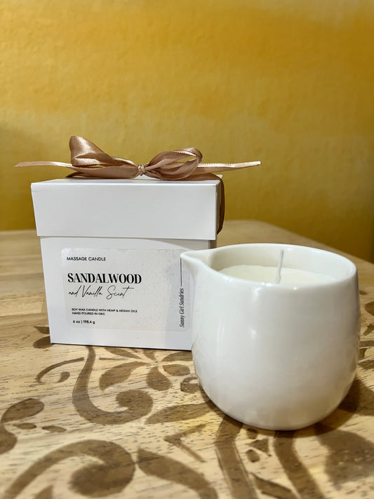 Soy Wax Massage Candle w/ Gift Box- Vanilla & Sandalwood Scent